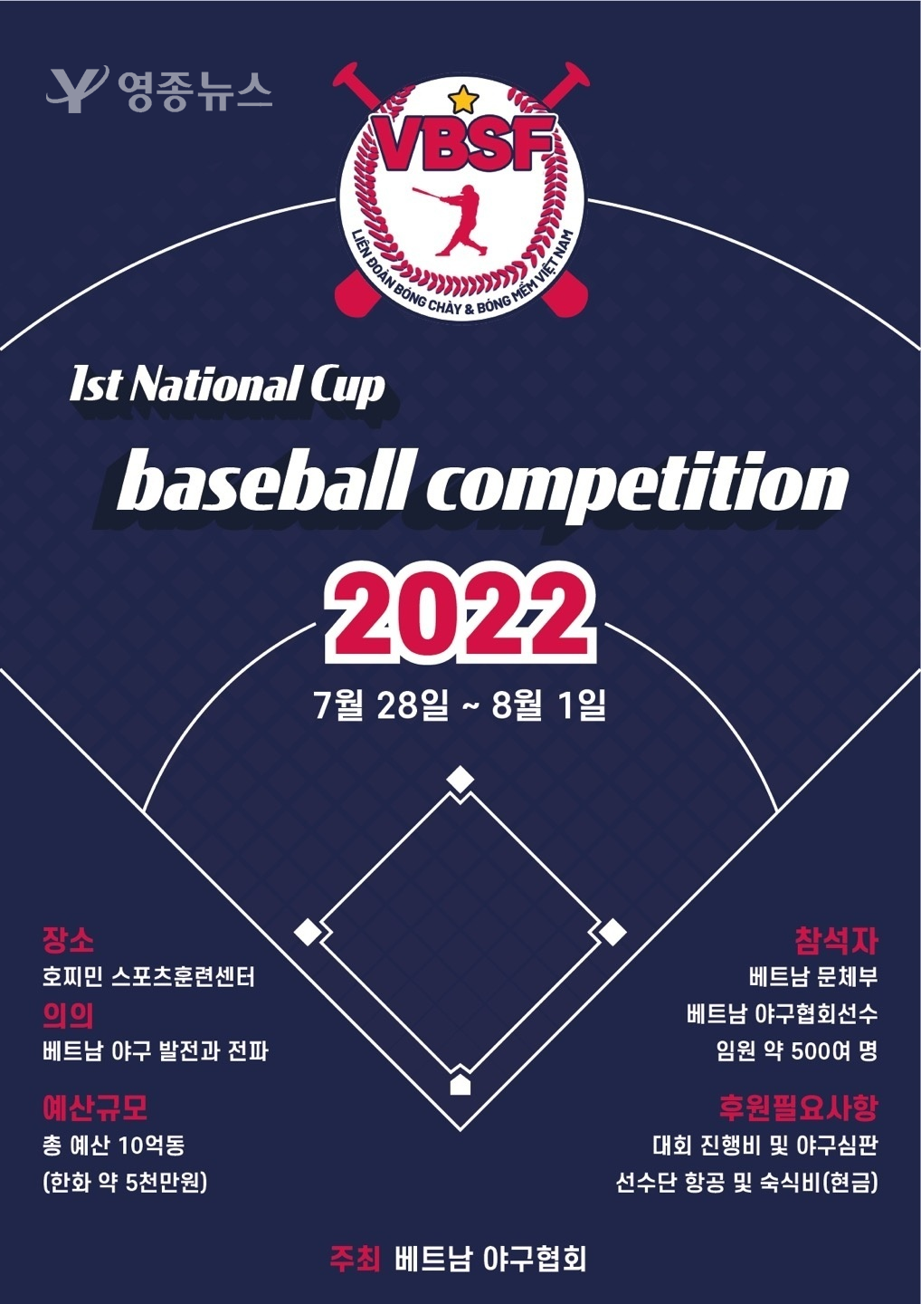 호찌민,제1회 내셔널컵(National Cup) 야구대회가 개최 - 베트남 최초로 내셔널컵 야구대회가 열린다